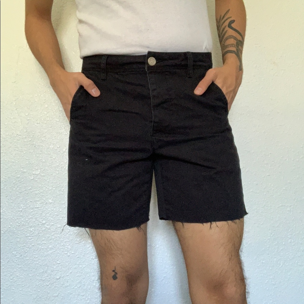 Topman Custom Distressed Mid-Thigh Length Shorts